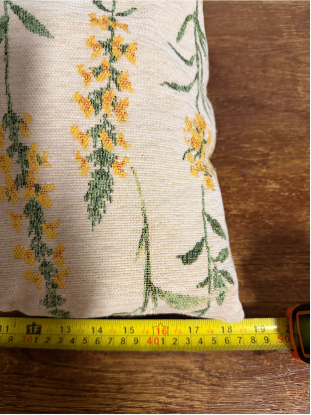 Pair of 18x18 Floral Botanical Chenille Tapestry Throw Pillows Reversible Yellow - Picture 3 of 5
